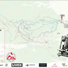 Mapa tras enduro Srebrna Góra by Kellys. Oznaczono linie A, B, C, D, E, F, CBA, plac treningowy i kids line.