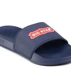 Granatowe klapki męskie basenowe Big Star z czerwonym logo. Idealne na basen i plażę.