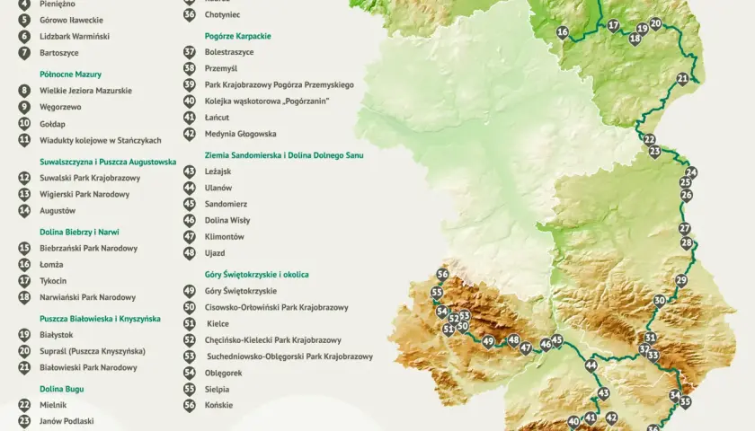 Mapa trasy rowerowej Green Velo – odkryj najpiękniejsze miejsca w Polsce