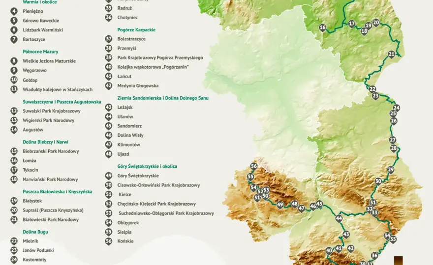 Mapa trasy rowerowej Green Velo – odkryj najpiękniejsze miejsca w Polsce